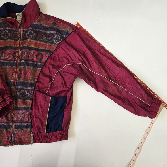 Vintage‎ Westside Connection 90s Aztec Burgundy Blue Windbreaker Long Sleeve - Picture 9 of 17